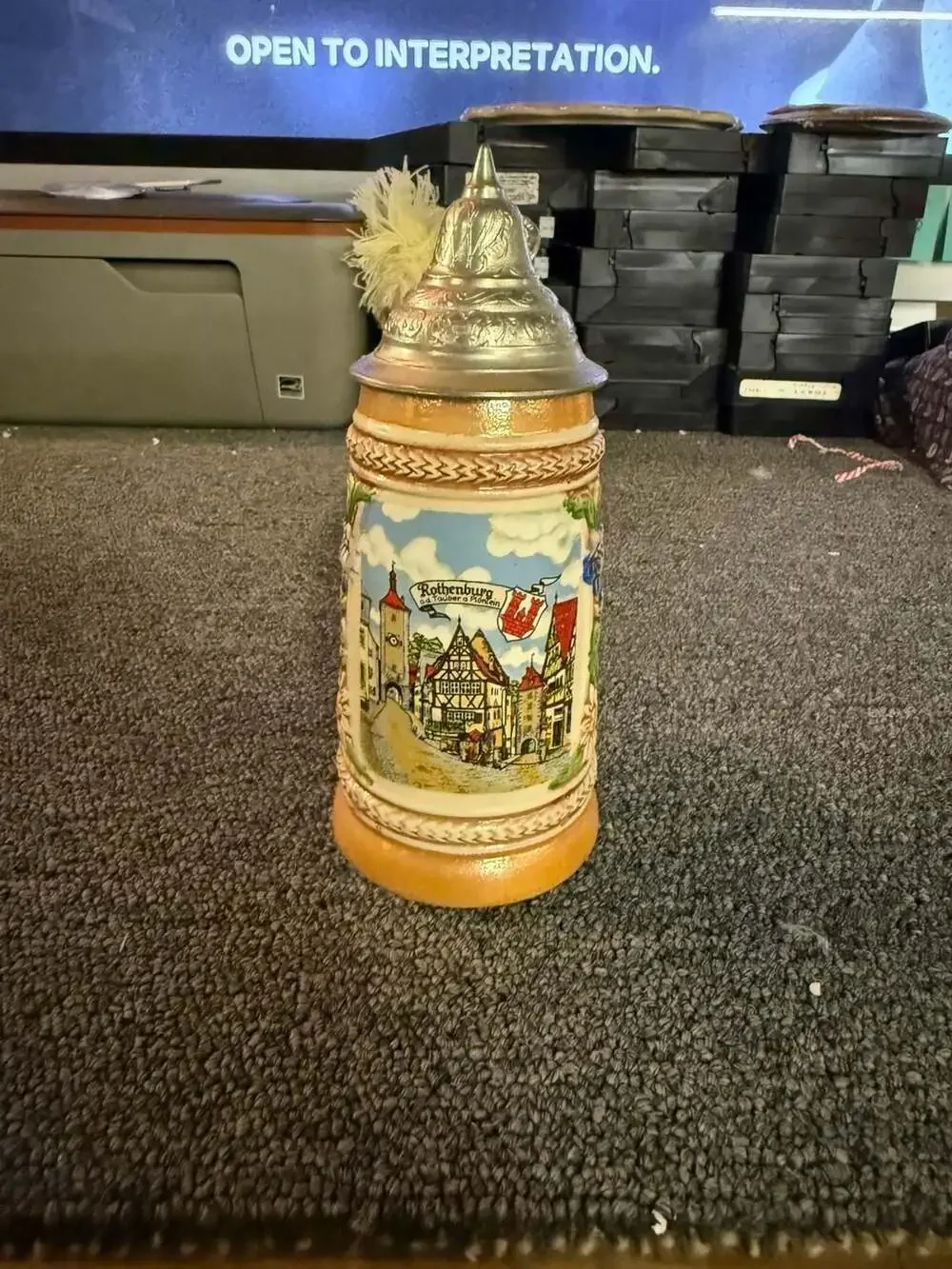 Original Gerz West Germany Rothenburg Beer Stein with Pewter Lid